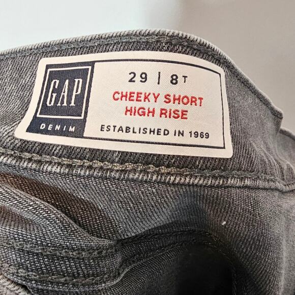 Gap Cheeky Short High-Rise Button Fly Denim Grey Acid 3" Inseam Shorts Size 8 - Picture 7 of 8